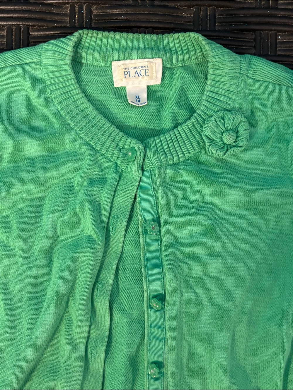 Girls The Children's Place Mint Green Flower-Accent Cardigan